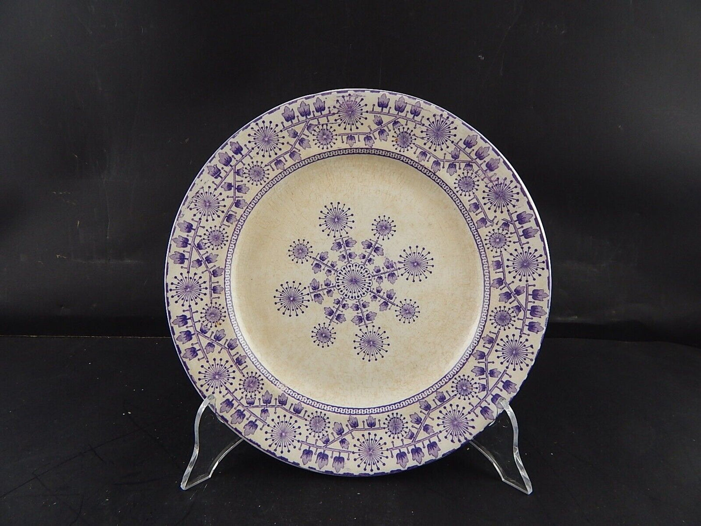 ANTICO PIATTO CERAMICA META' 800 GUSTAVSBERG TRANSFERWARE VIOLA #9428