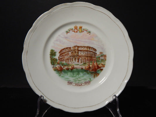 ANTICO PIATTO PORCELLANA GINORI CITTA' REDENTE POLA 1919 STEMMA REGNO ITALIA