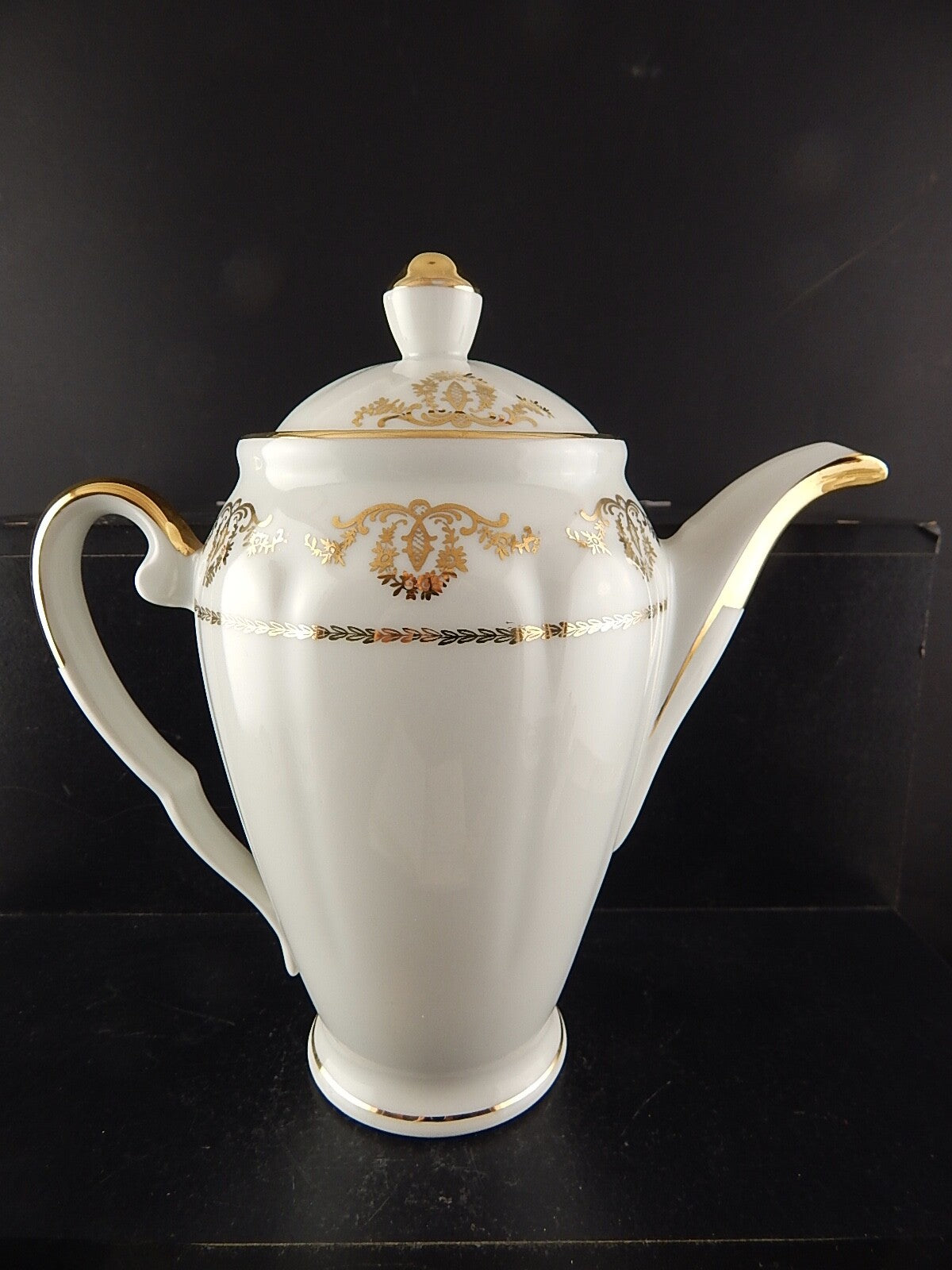 ANTICO SERVIZIO CAFFÈ PORCELLANA BIANCA ORO PORCELAINE COMPAGNIE LUXE NATIONALE