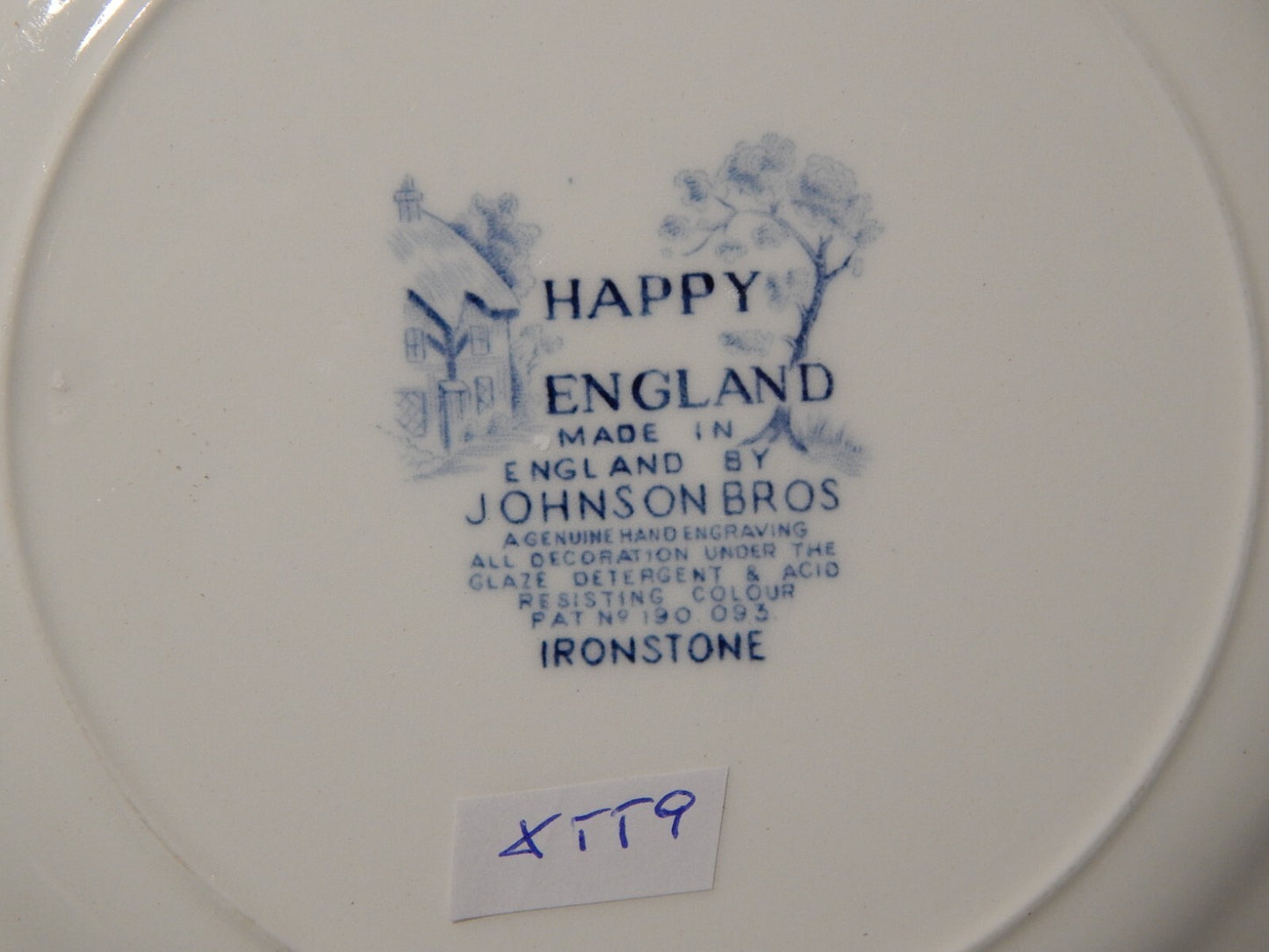 VINTAGE PIATTO QUADRATO SEMI PORCELLANA JOHNSON BROS HAPPY ENGLAND STAMPA A MANO