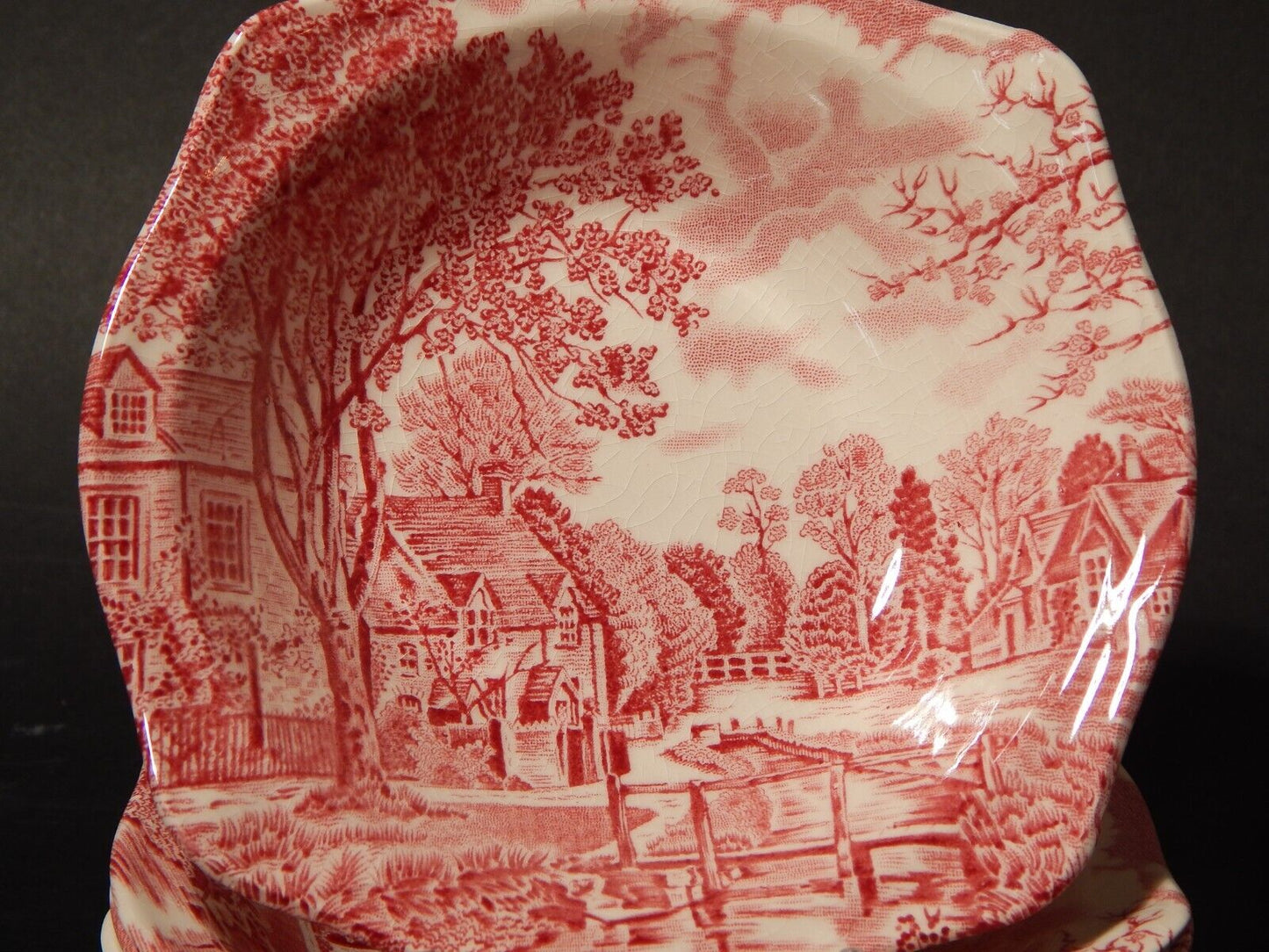 ANTICHE JOHNSON BROS 5 CIOTOLE MACEDONIA SEMI PORCELLANA DECORO COTSWOLD ROSSO