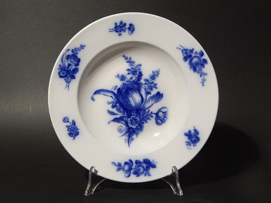 ANTICO ART DECO PIATTO FONDO VILLEROY&BOCH PORCELLANA BIANCA FIORI BLU