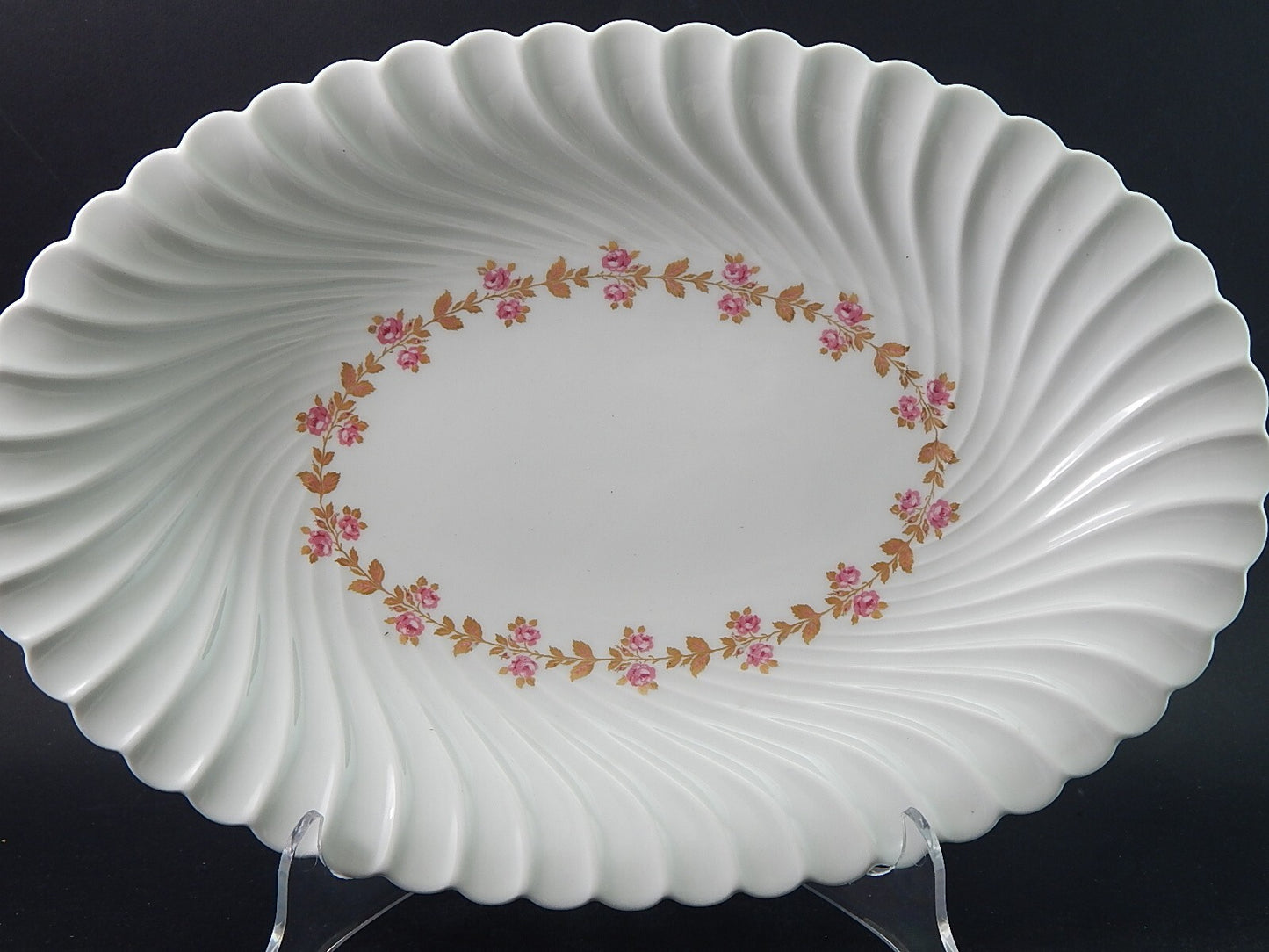 VINTAGE ELEGANTE VASSOIO OVALE PORCELLANA BIANCA FIORELLINI LIMOGES HAVILAND #