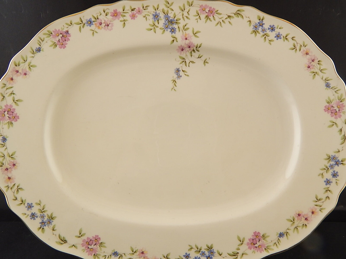 ANTICO VASSOIO PREZIOSA PORCELLANA KRAUTHEIM BAVARIA GHIRLANDA CM 40 X 30