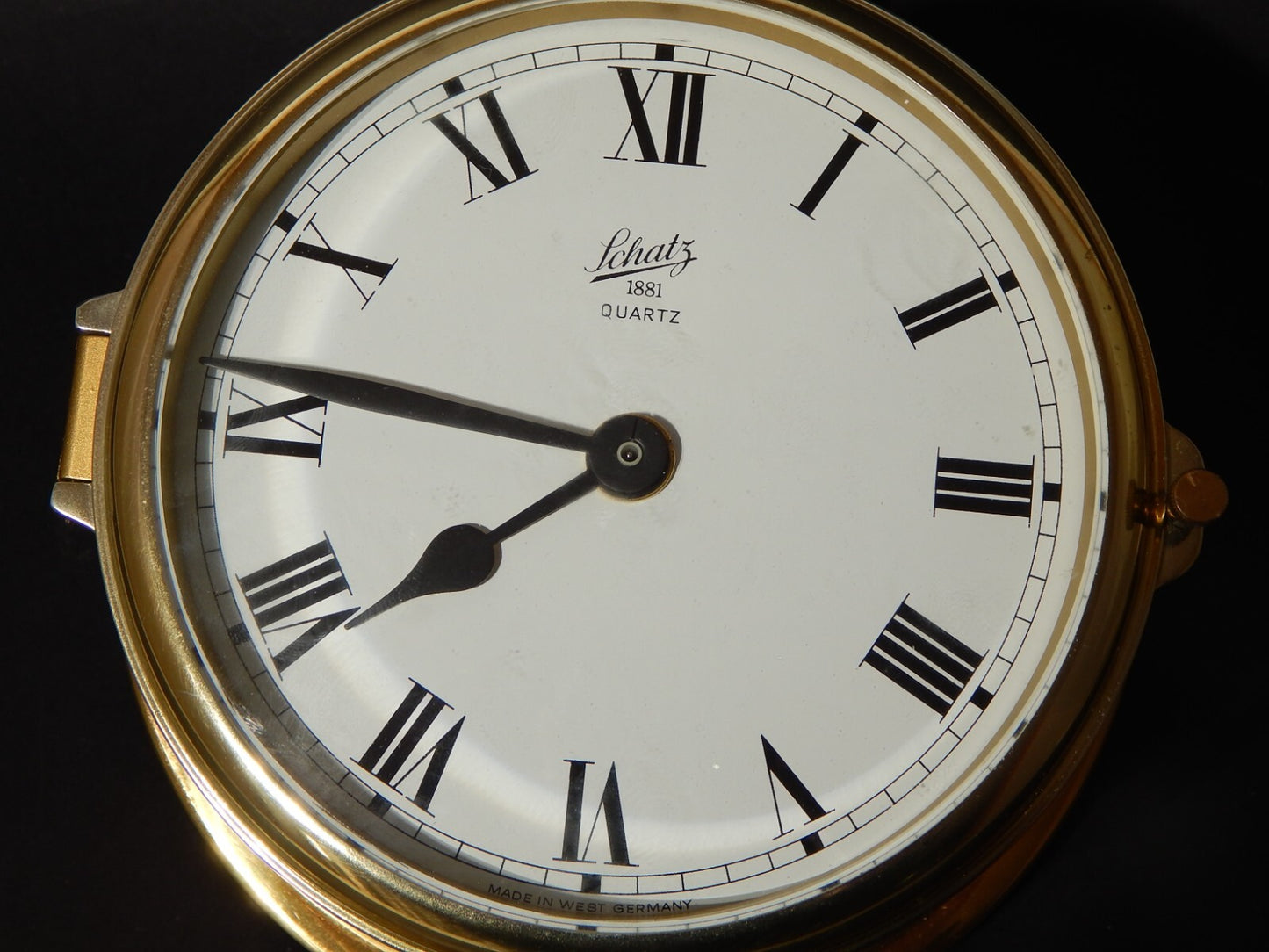 VINTAGE OROLOGIO QUARZO ROYAL MARINER SCHATZ OTTONE E VETRO MADE WEST GERMANY