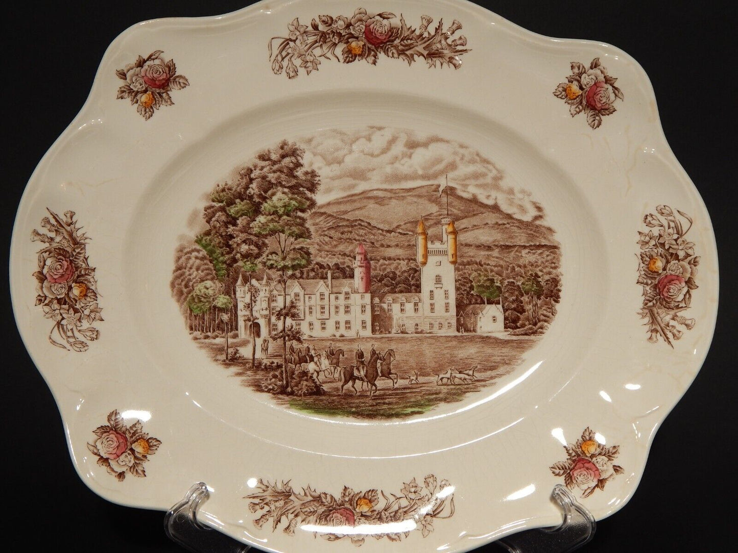 ANTICO VASSOIO PORCELLANA JOHNSON BROS ROYAL HOMES OF BRITAIN BALMORAL CASTLE #