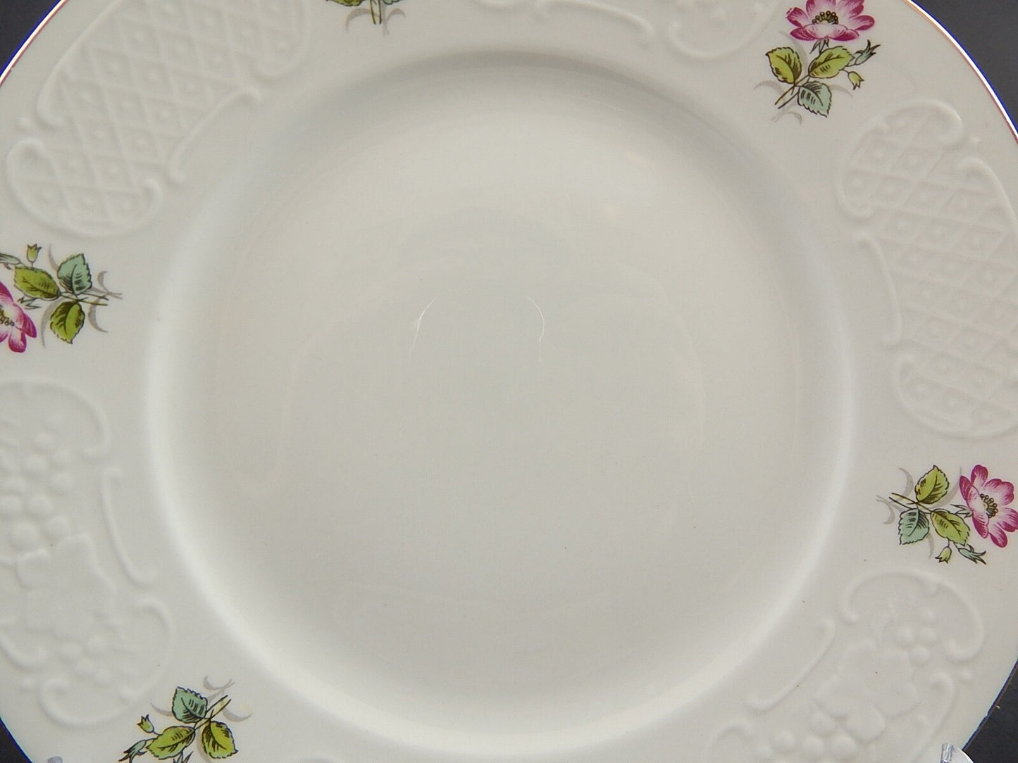 ANTICO RICHARD GINORI PIATTO PIANO PORCELLANA DECORO ROSA CANINA