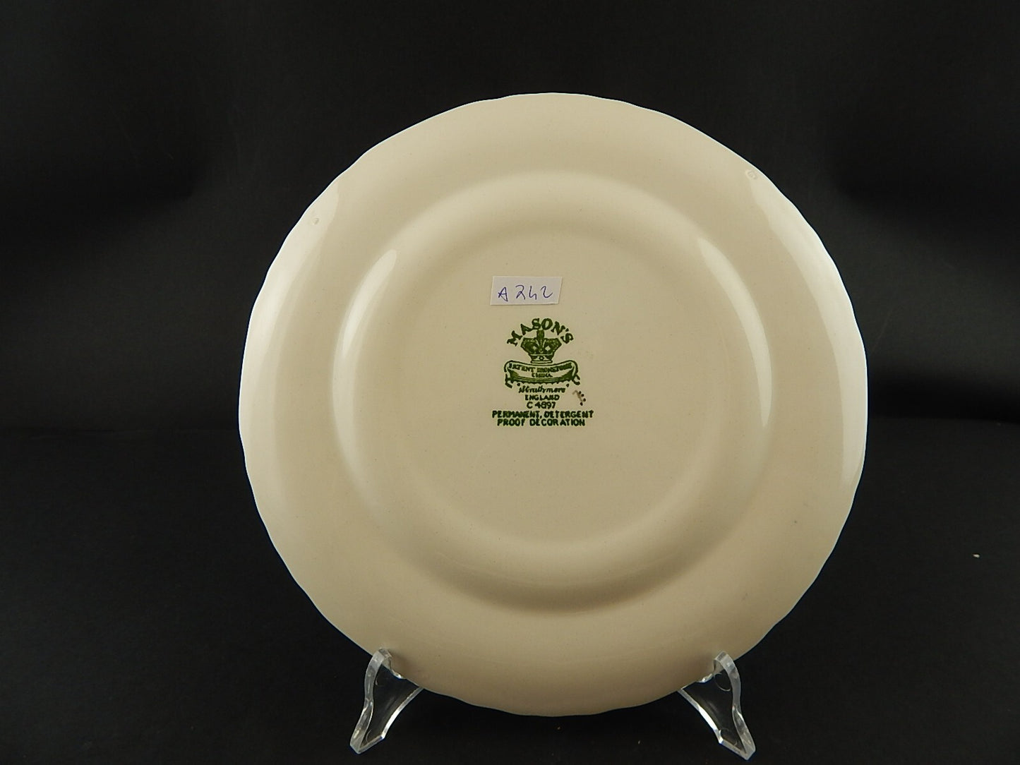 ANTICO RARO PIATTO CM 22,5 CERAMICA INGLESE MASON’S DECORO MANO STRATHMORE