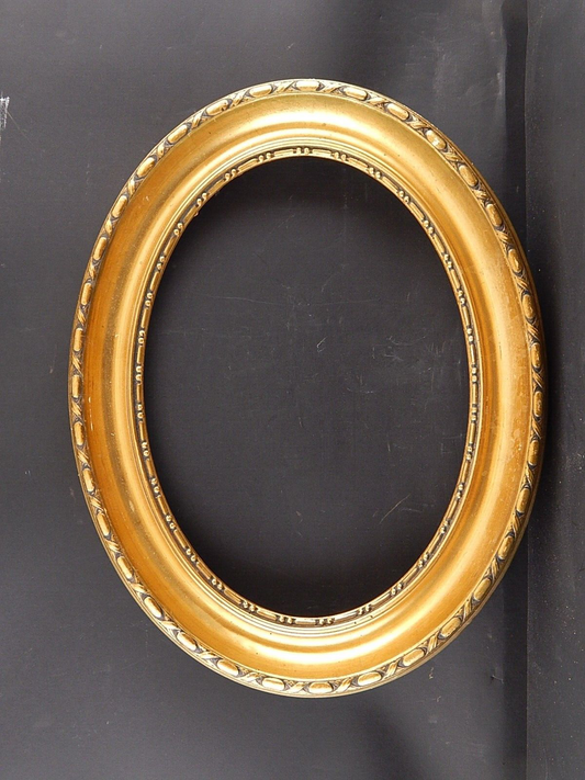 ANTICA CORNICE OVALE DORATA IN GESSO RIFINITA IN PASTIGLIA 1900 LIBERTY