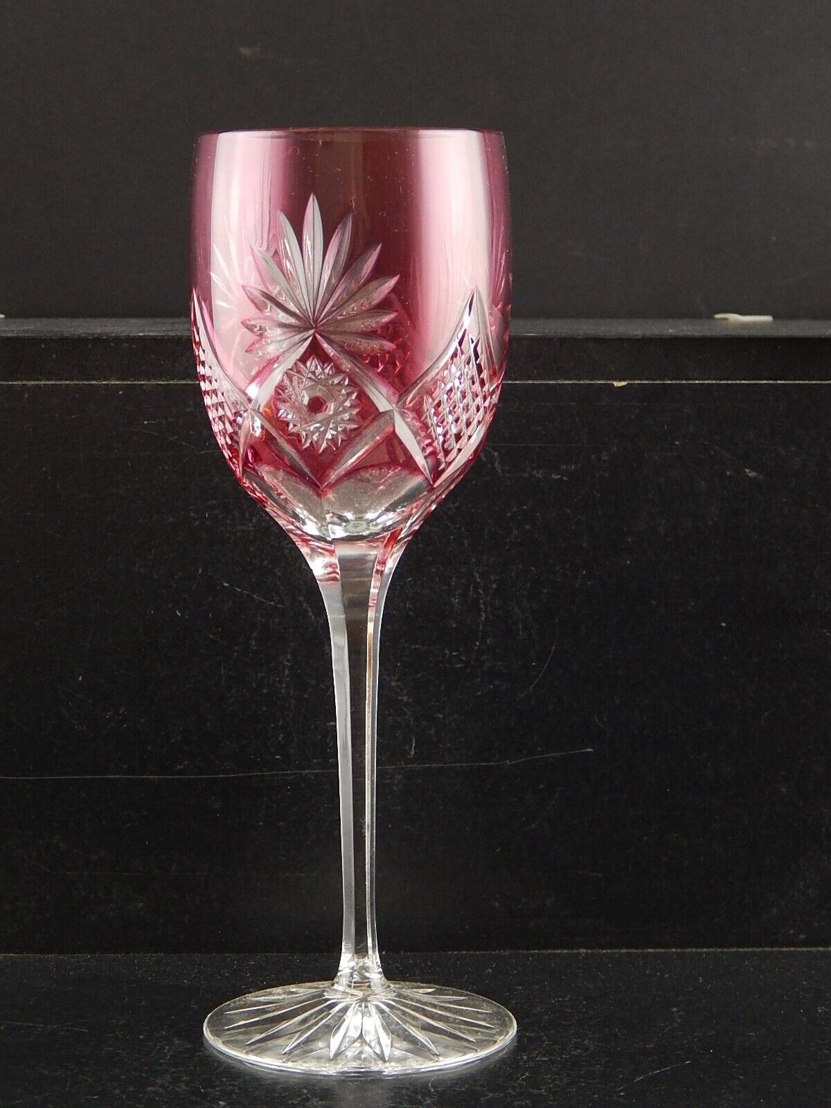 PREZIOSO VINTAGE BICCHIERE CALICE CRISTALLO GERMANIA MOLATO NACHTMANN RUBINO