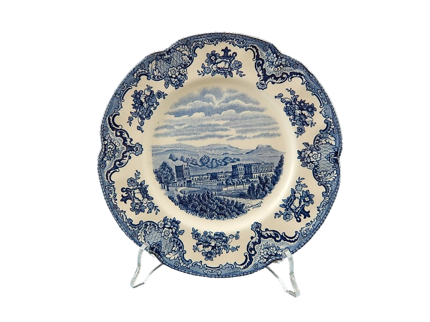 VINTAGE JOHNSON BROS OLD BRITAIN CASTLE BLU PIATTO DESSERT DOLCE SEMI-PORCELLANA