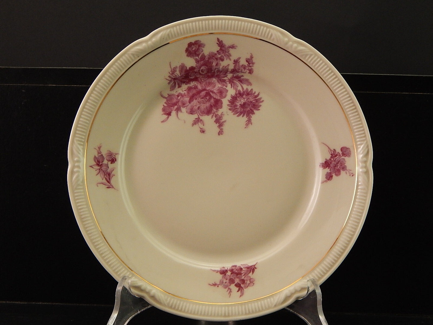 PREZIOSO ANTICO TRIO TE' PORCELLANA ZEH SCHERZER BAVARIA DECORO ROSA FUCSIA