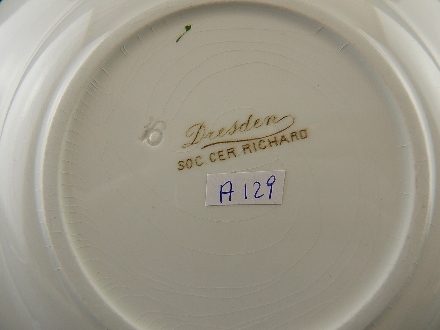 ANTICO 1800 RARISSIMO PIATTO FONDO CERAMICA RICHARD MILANO DECORO DRESDEN A129