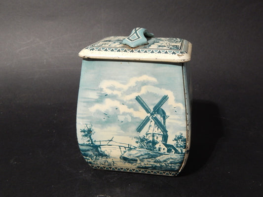 COLLEZIONE RETRO ORIGINALE RARA SCATOLA LATTA CON MARINA E MULINO A VENTO