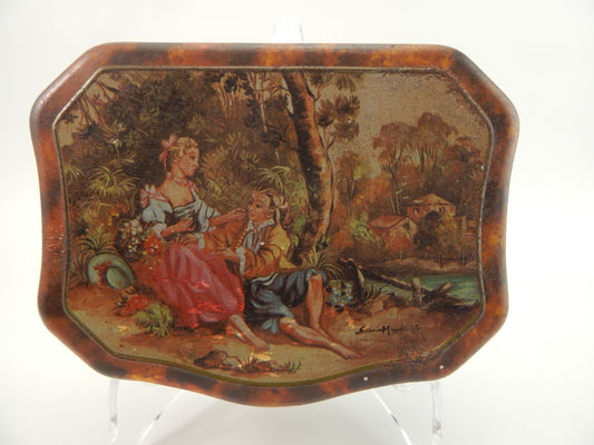 COLLEZIONE ANTICA ORIGINALE SCATOLA COFANETTO DI LATTA SCENA GALANTE