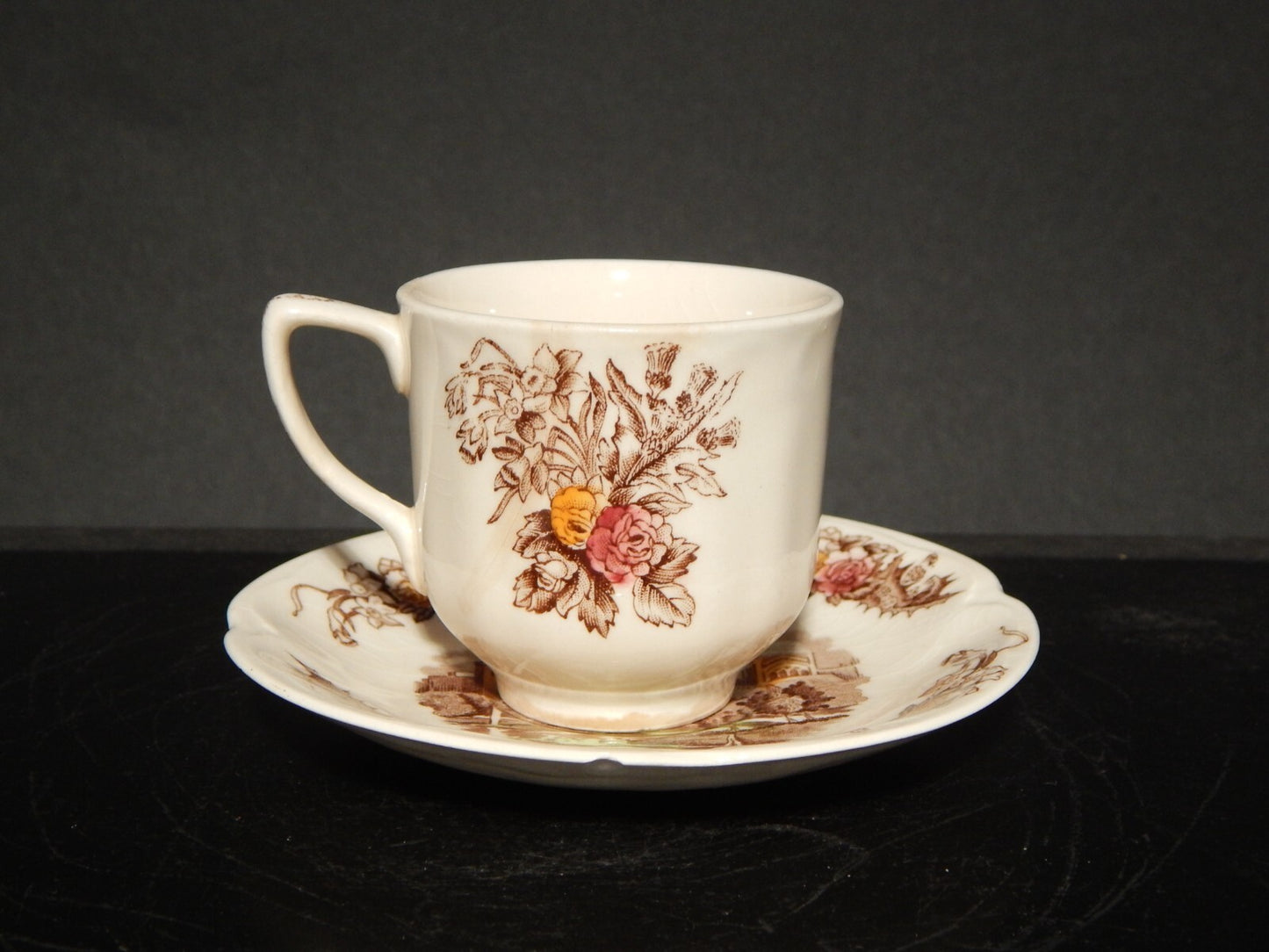 RETRO' TAZZINA CAFFE' PORCELLANA JOHNSON BROS ROYAL HOMES OF BRITAIN DIFETTI