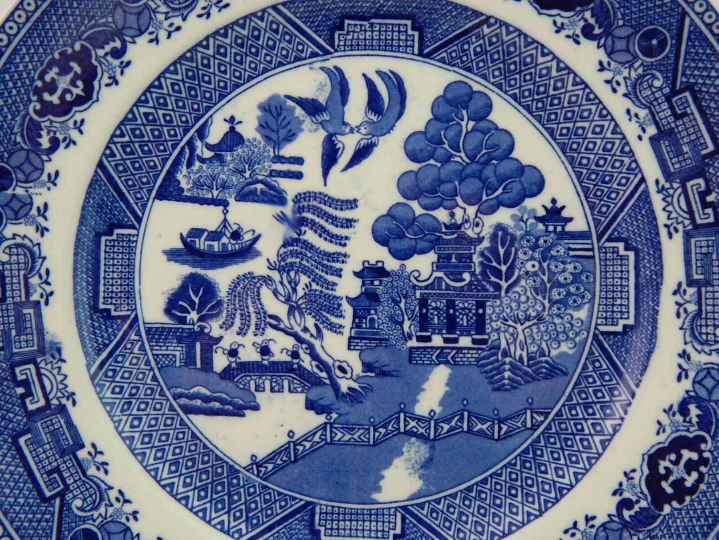 ANTICO PIATTO PORCELLANA WILLOW VICTORIA PORCELAIN FENTON PRIMA META' 900