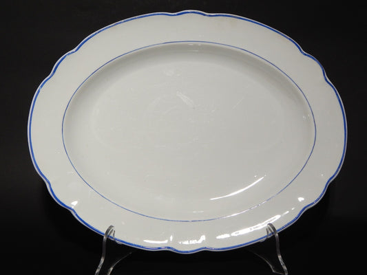 ANTICO RARO VASSOIO CERAMICA BIANCA PROFILO BLU RICHARD MILANO FINE 800 (X148)