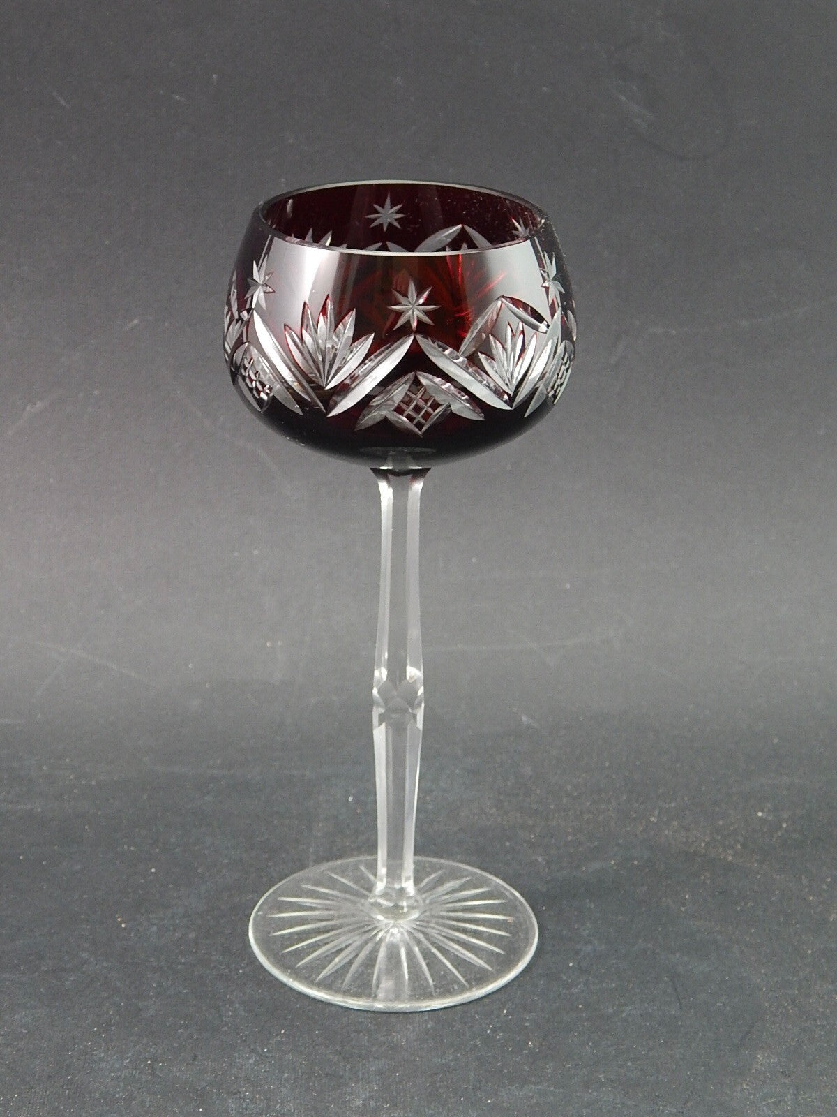 PREZIOSO ELEGANTE VINTAGE BICCHIERE CALICE CRISTALLO BOEMIA MOLATO