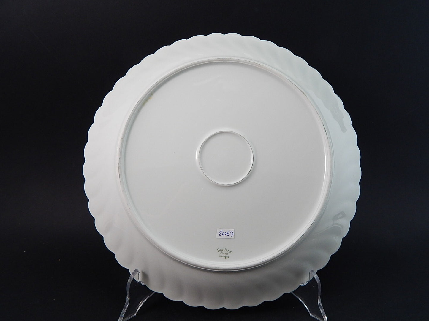 VINTAGE ELEGANTE VASSOIO ROTONDO PORCELLANA BIANCA FIORELLINI LIMOGES HAVILAND