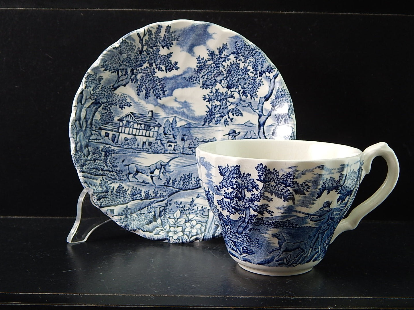 VINTAGE CERAMICA TAZZA TE' THE HUNTER MYOTT POTTERY ENGLAND IL CACCIATORE #2117