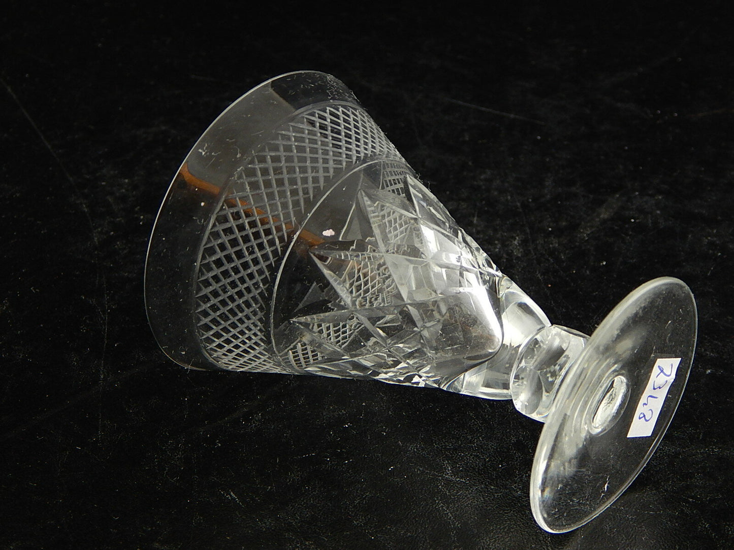 ANTICO ART DECO BICCHIERE CALICE CRISTALLO MOLATO 9 CM ALTEZZA