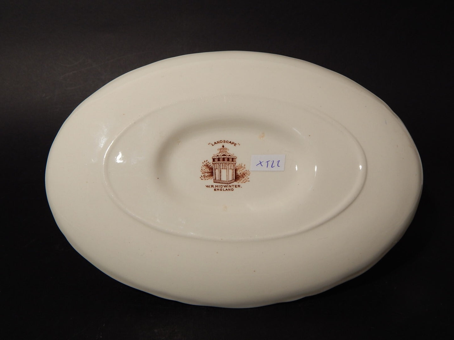 ANTICA SALSIERA SEMI PORCELLANA INGLESE W. R. MIDWINTER LANDSCAPE