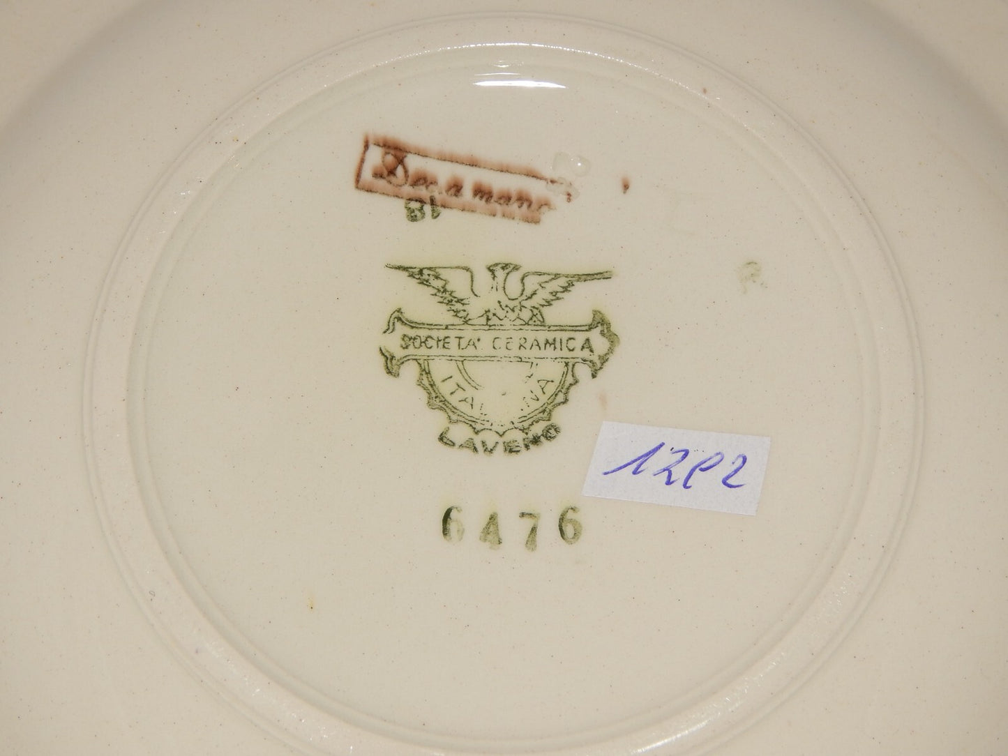 ANTICO PIATTO FONDO CERAMICA S.C.I. LAVENO ANDLOVIZ PAESAGGIO DIPINTO A MANO