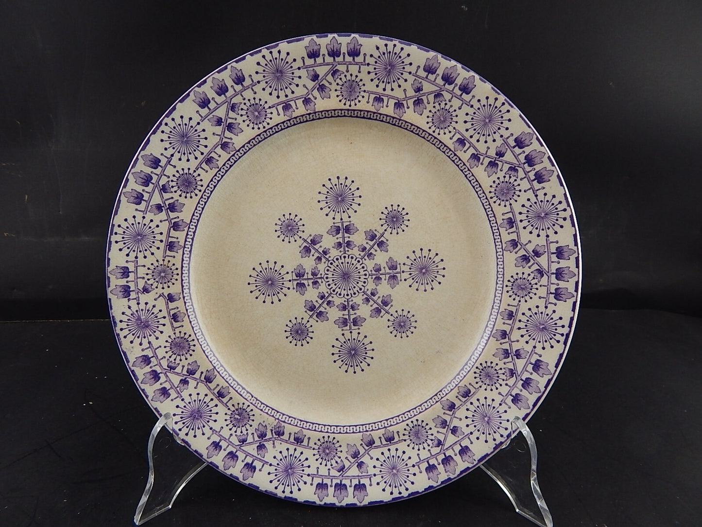 ANTICO PIATTO CERAMICA META' 800 GUSTAVSBERG TRANSFERWARE VIOLA #9430