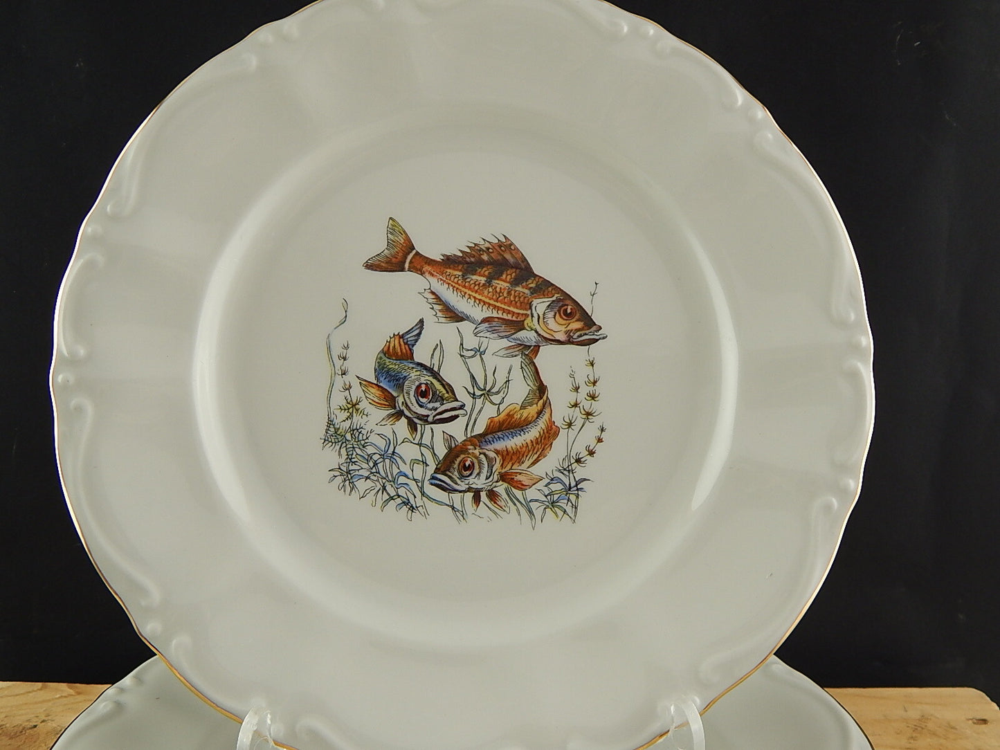 VINTAGE ROCAILLE SERVIZIO 6 PIATTI ROYAL TOGNANA PORCELLANA D’ITALIA PESCI