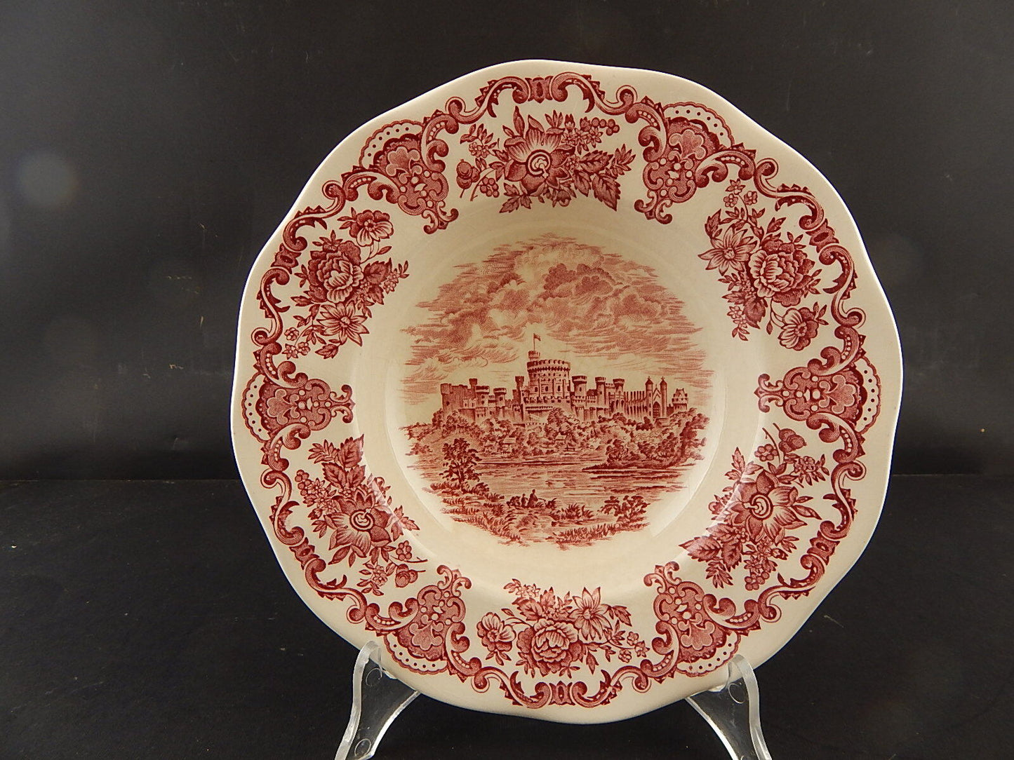 PORCELLANA VINTAGE WEDGWOOD ROYAL HOMES OF BRITAIN WINDSOR CASTLE BIANCO-ROSSO