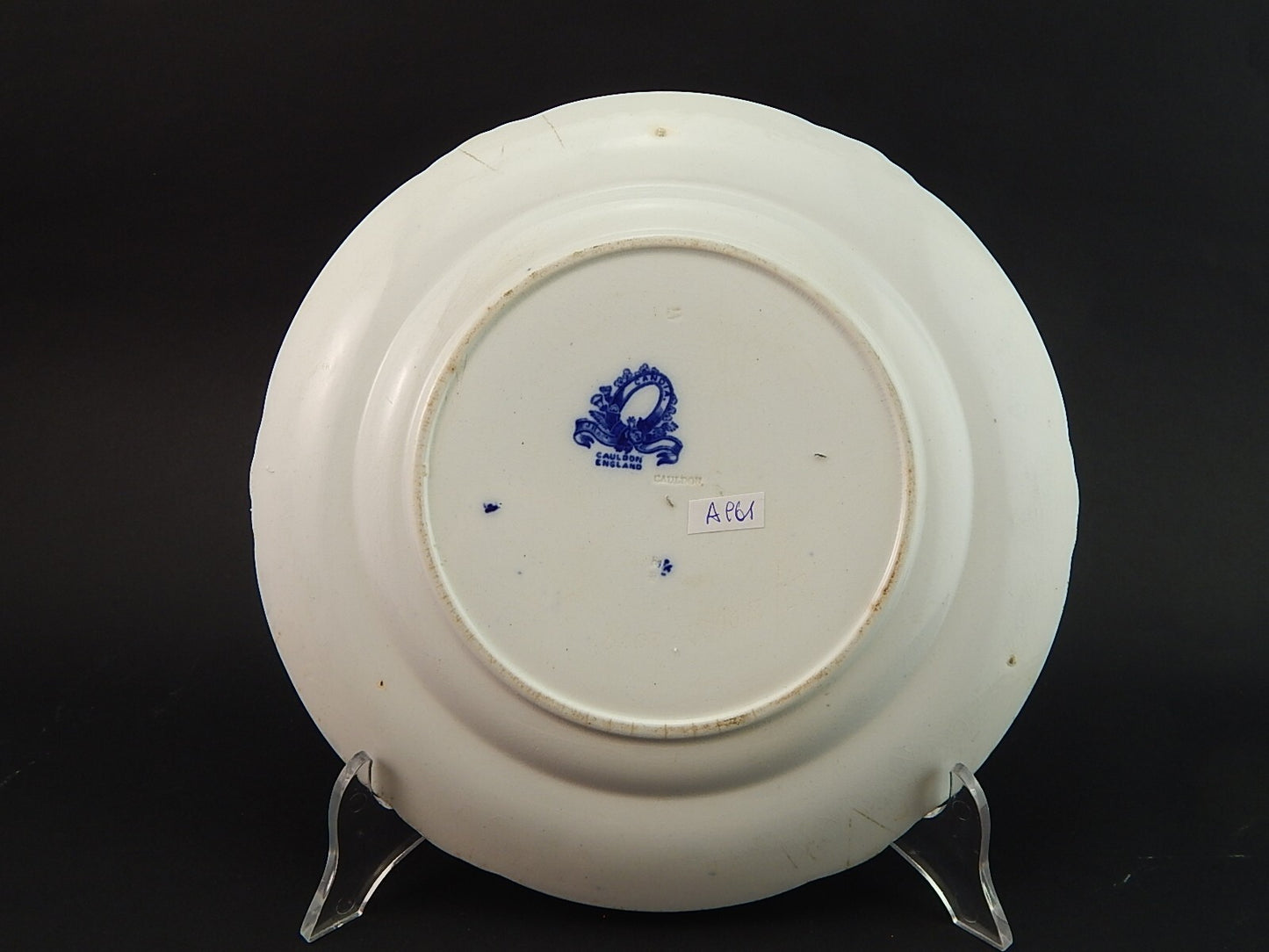 ANTICO PIATTO SEMI PORCELLANA CAULDON POTTERY ENGLAND DECORO CANDIA FINE 800