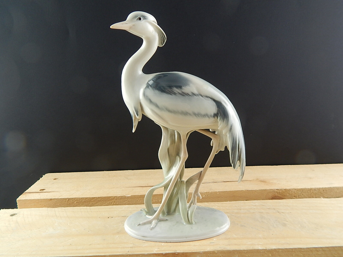 ANTICA 1930 ORIGINALE STATUINA PORCELLANA METZLER&ORLOFF AIRONE DIPINTO A MANO