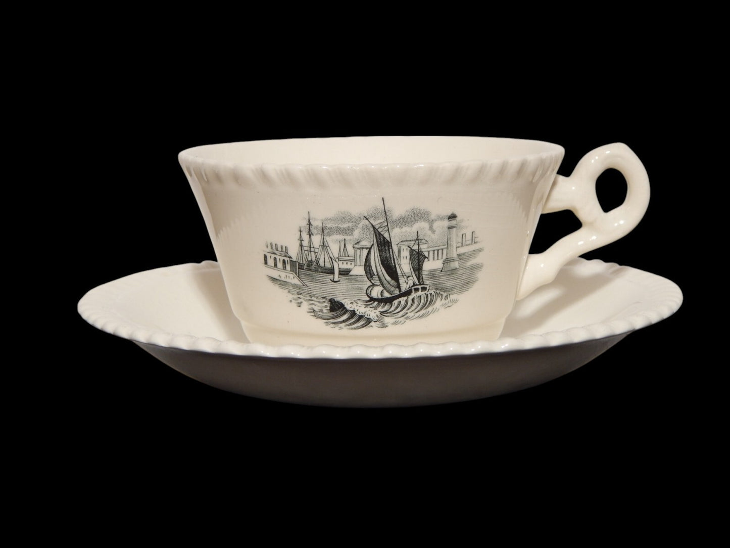ANTICA TAZZINA CAFFE' INGLESE SEMI PORCELLANA COPELAND SPODE PAESAGGIO MARINO