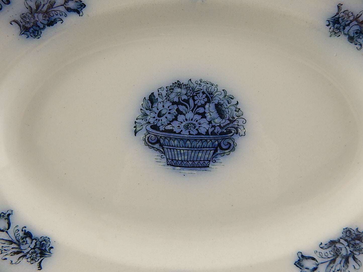 ANTICO PIATTO PORCELLANA BIANCA BLU VASSOIO SECONDA META' 800 GUSTAVSBERG