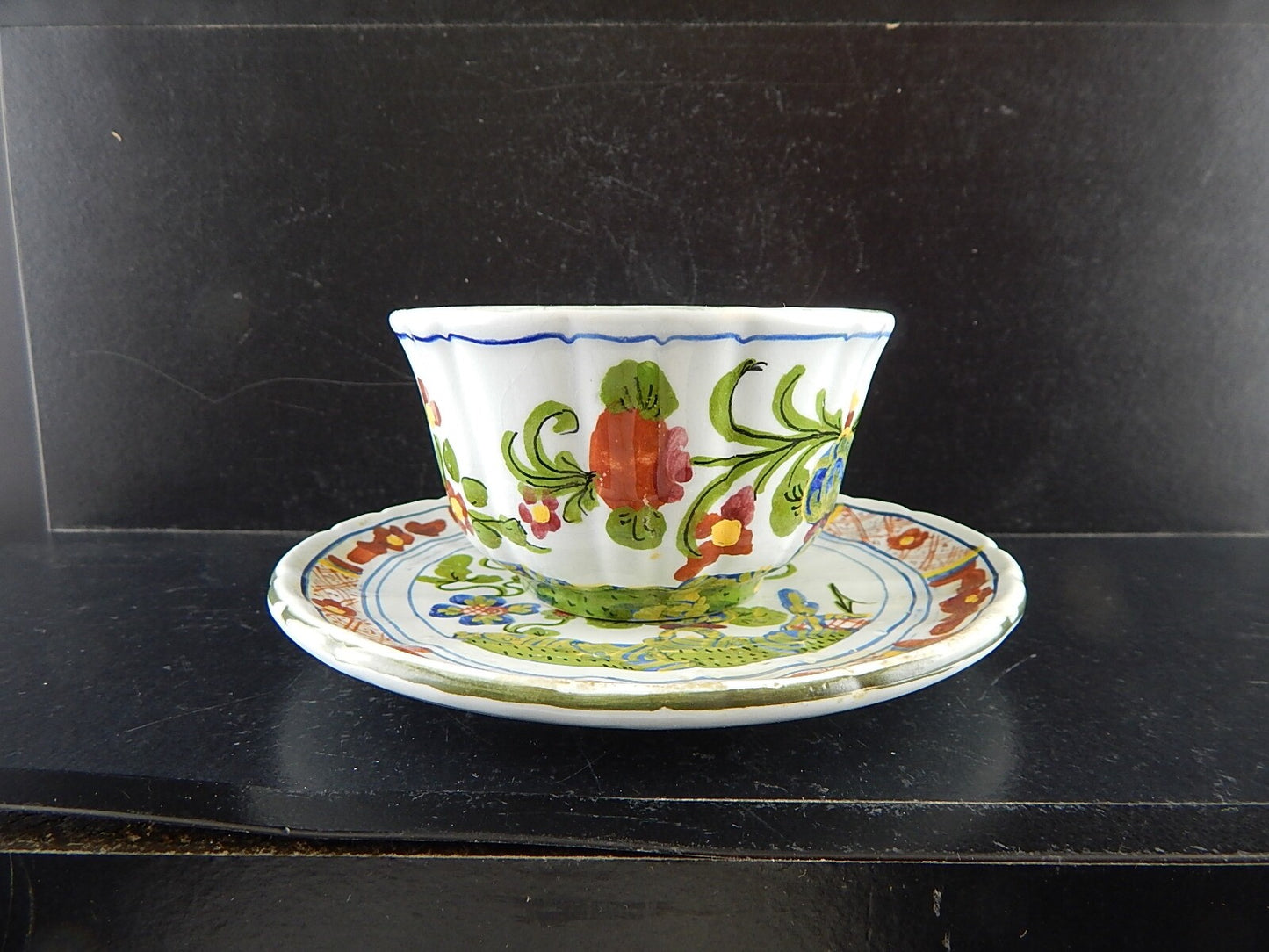 VINTAGE TAZZA DA TE' AL GAROFANO CERAMICA MAIOLICA MORELLI FAENZA HANDMADE ITALY