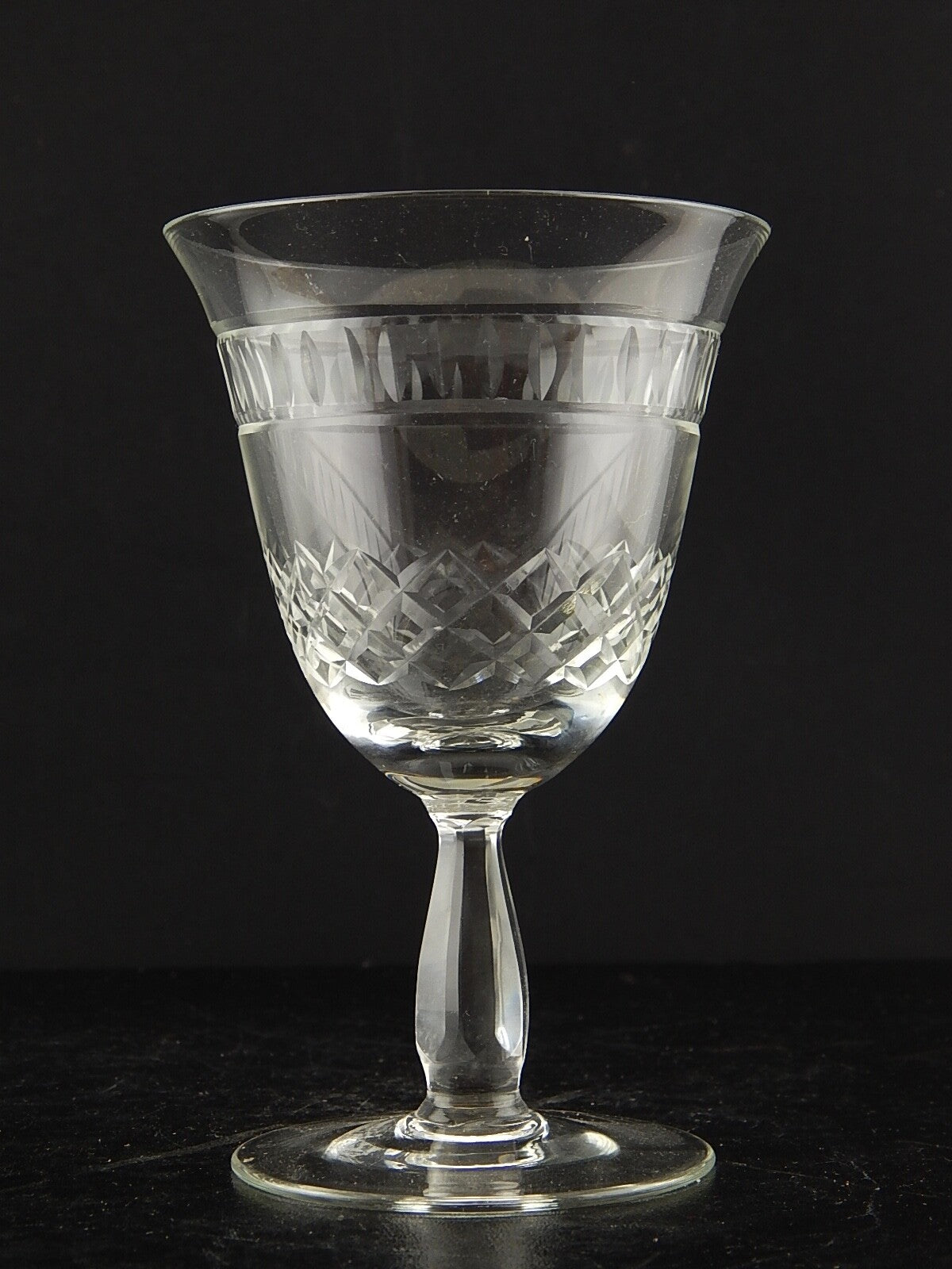 ANTICO ART DECO BICCHIERE CALICE CRISTALLO MOLATO 14,5 CM ALTEZZA