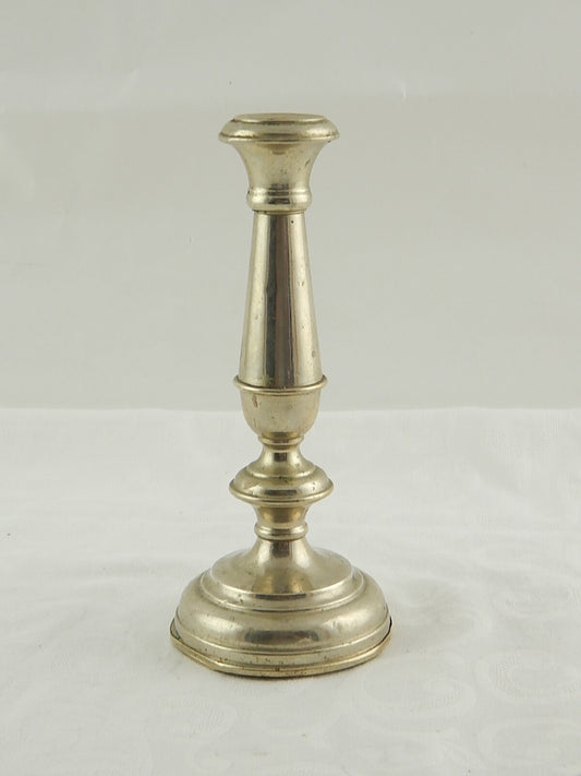 ANTICO CANDELABRO CANDELIERE ALPACCA ARGENTONE ANTIQUE CANDLE HOLDER FINE 1800