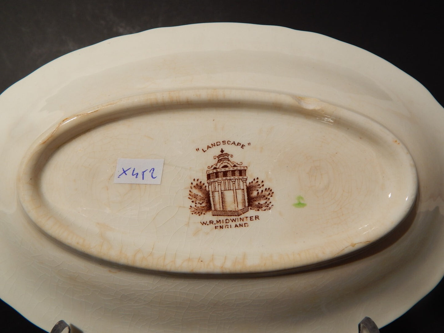 ANTICO VASSOIO RAVIERA SEMI PORCELLANA INGLESE W. R. MIDWINTER LANDSCAPE