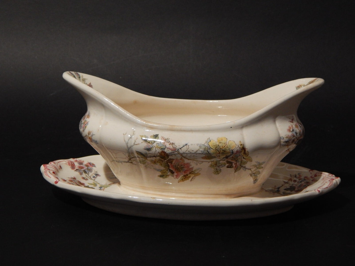 ANTICA RARA SALSIERA CERAMICA VILLEROY&BOCH METTLACH DI FINE 1800