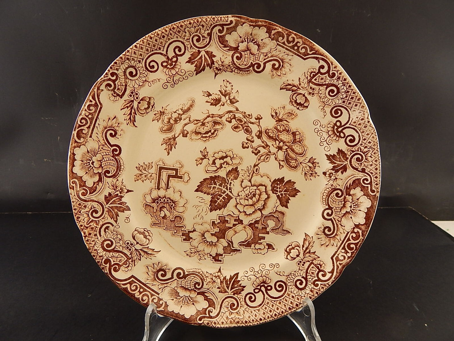 ANTICO 1930 RARO PIATTO CERAMICA RICHARD MILANO DECORO JAPON BIANCO MARRONE