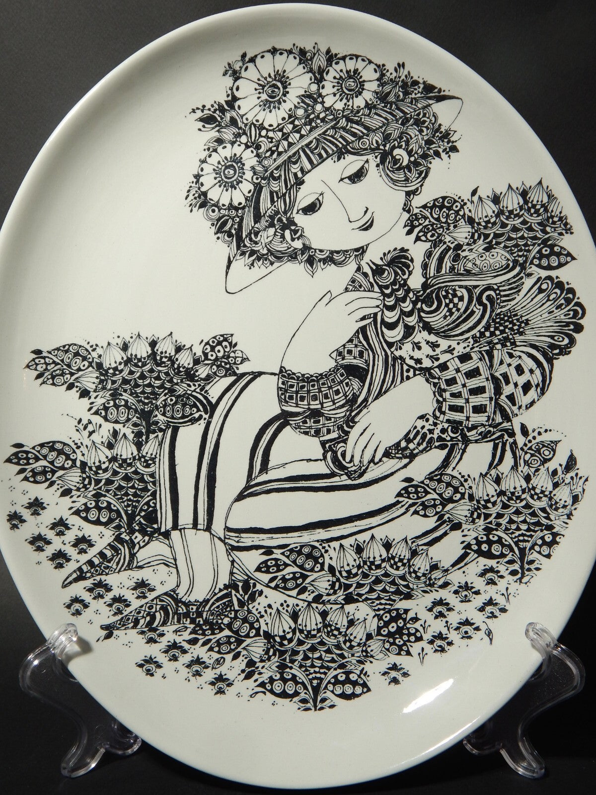 PIATTO VASSOIO CENTROTAVOLA PORCELLANA MODERNIST DESIGNER BJORN WIINBLAD PALOMA