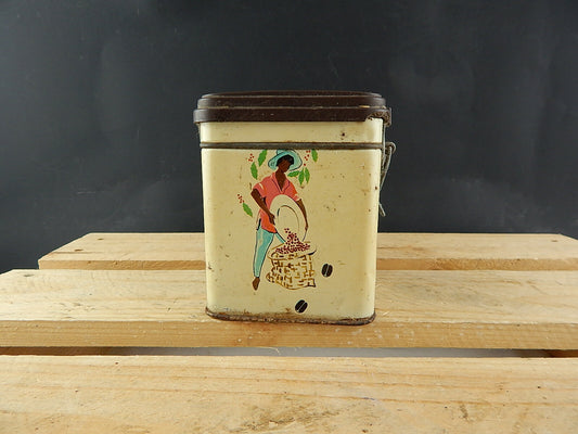 COLLEZIONE VINTAGE ORIGINALE SCATOLA DI LATTA CAFFE' COFFEE TIN BOX