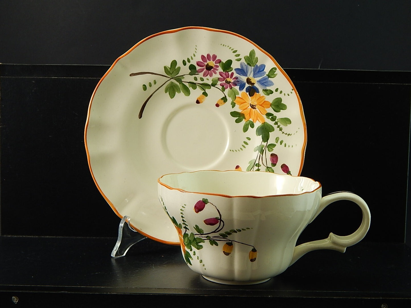 ANTICA TAZZA COLAZIONE CERAMICA VERBANUM STONE LAVENO DIPINTA FIRMATA ELENA 1934