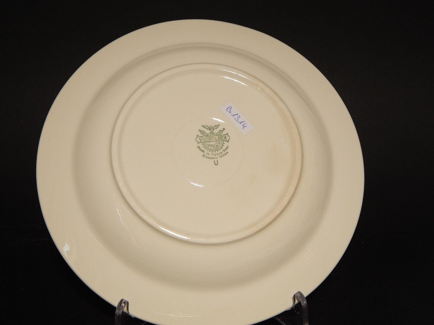 MODERNARIATO DEL 1946 VILLEROY&BOCH METTLACH PIATTO FONDO CERAMICA FASCIA VERDE