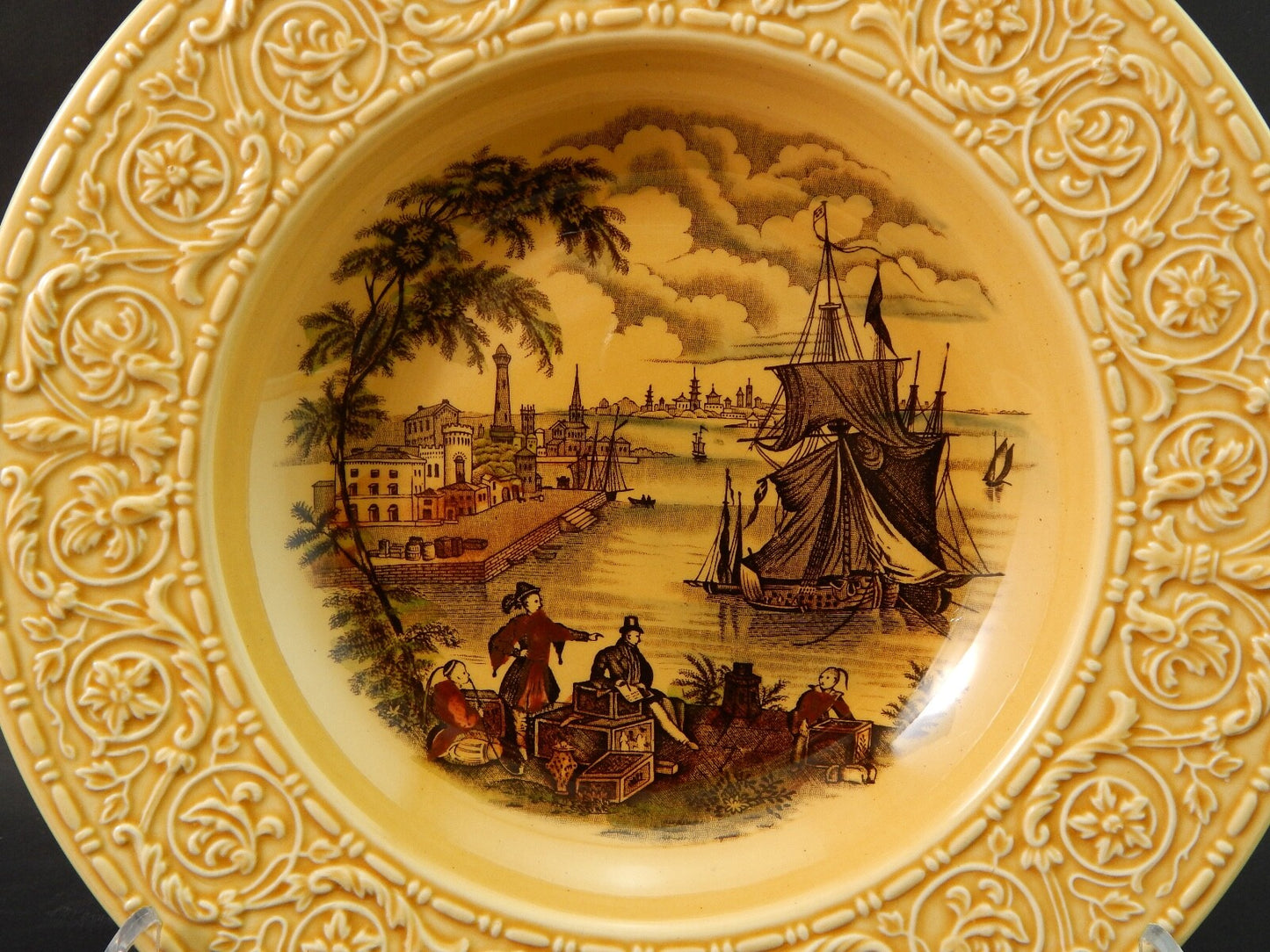 VINTAGE 3 PIATTI ROYAL STAFFORDSHIRE CERAMICS ENGLAND STAMPA MANO SAFE HARBOUR