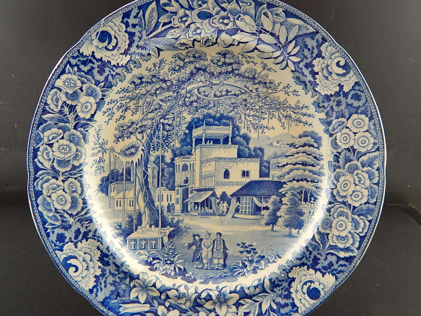ANTICO DEL 1854 AUTENTICO RARO PIATTO SEMI PORCELLANA WEDGWOOD TRANSFERWARE