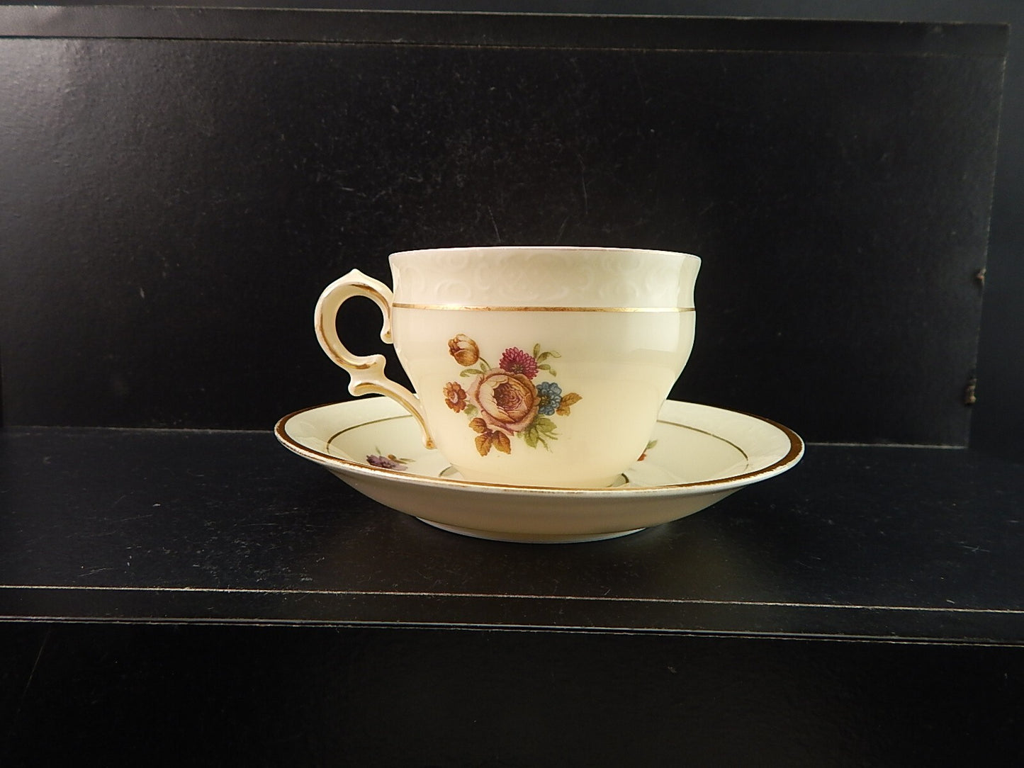 ANTICA TAZZA KPM COPENHAGEN PORCELLANA BOUQUET DI FIORI E ORO DEL 1924 #1209