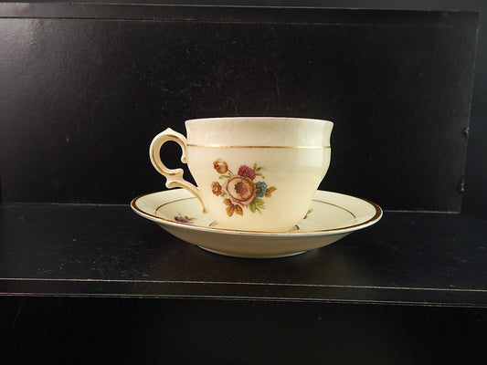 ANTICA TAZZA KPM COPENHAGEN PORCELLANA BOUQUET DI FIORI E ORO DEL 1924 #1209