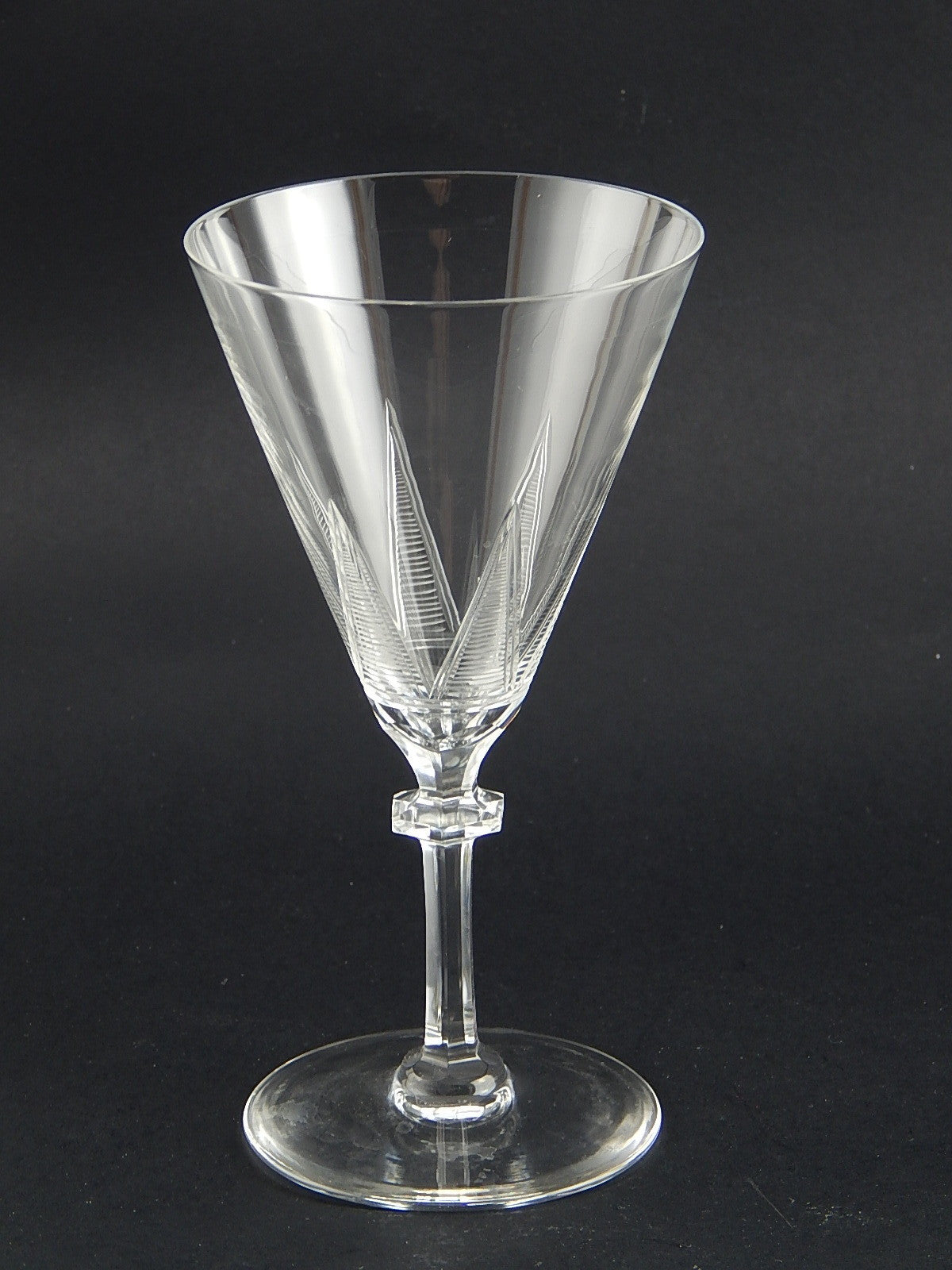 ANTICO BICCHIERE CALICE CRISTALLO INCISO PUNTA DIAMANTE EPOCA ART DECO